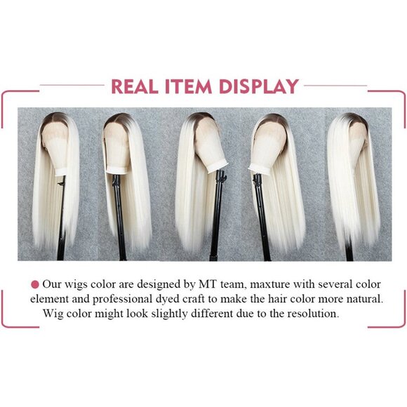 Ombre Platinum Blonde Lace Front Wig - Picture 4 of 5